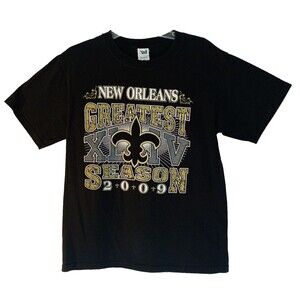 Anvil T-Shirt Women Size M Short Sleeve Crew Neck Black New Orleans Saints 2009